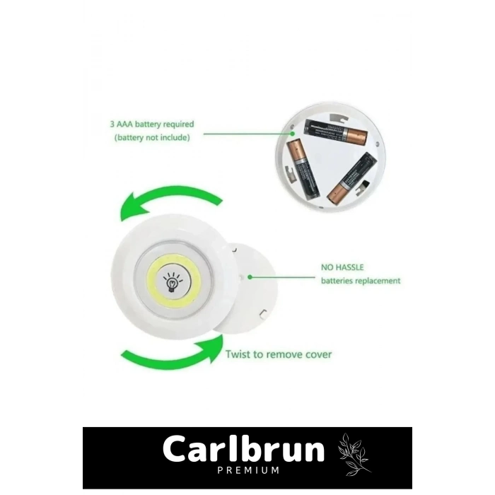 Özel Av Kamp Ev Okul Araba Otel Pilli Uzaktan Kumandalı Yapışkanlı Dayanıklı 3Lü Led Spot 1 Adet