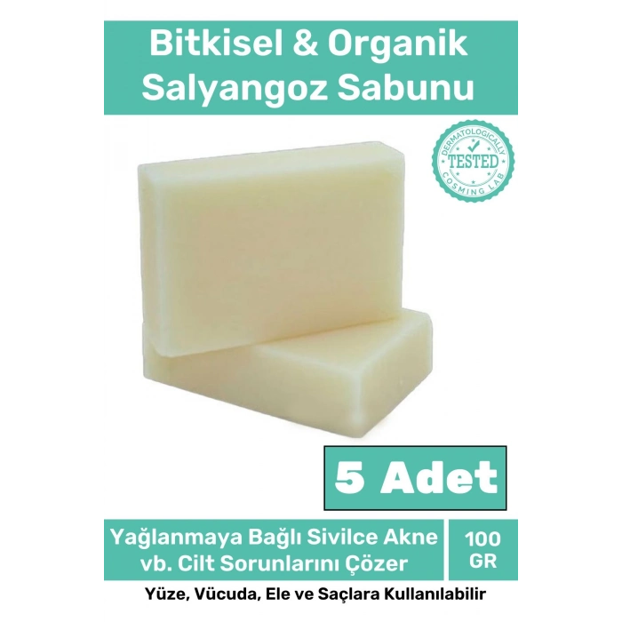 %100 Doğal 5li Orijinal Salyangoz Sabunu Güzel Kokulu El Yüz Saç Vücut Cilt Sabunu