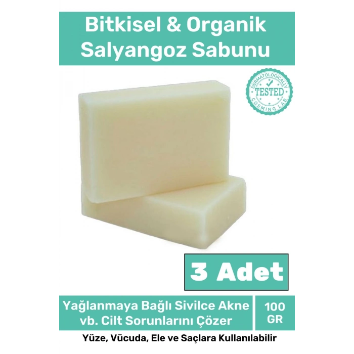 %100 Doğal 3lü Orijinal Salyangoz Sabunu Güzel Kokulu El Yüz Saç Vücut Cilt Sabunu