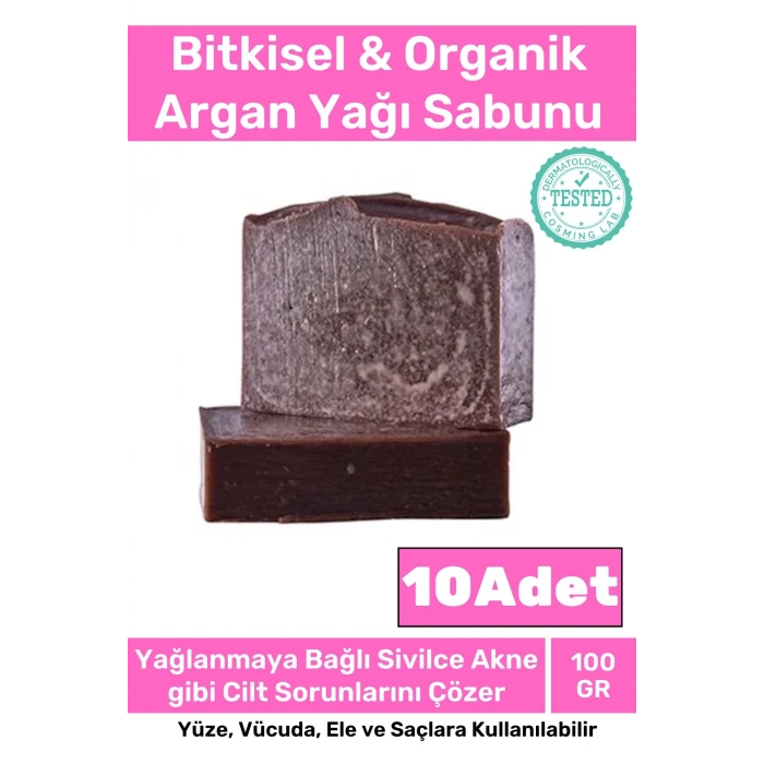 Organik Bitkisel %100 Doğal Güzel Kokulu El Yüz Saç Orijinal 10lu Argan Yağı Sabunu