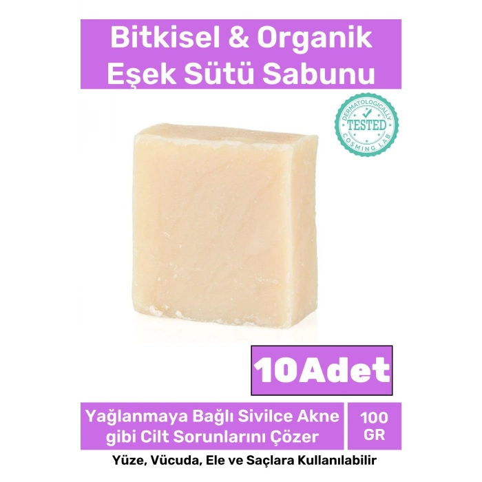 Özel %100 Doğal Bitkisel El Yüz Vücut Saç Cilt Orijinal Vegan 10lu Eşek Sütü Sabunu