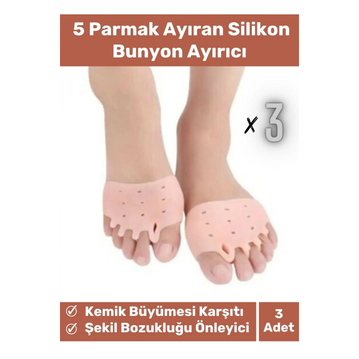 Valgus Silikon Ayak Bunyon Kemik Koruyucu Makaralı Gömleği Halluks Parmak Ayırıcı Düzenleyici 3lü