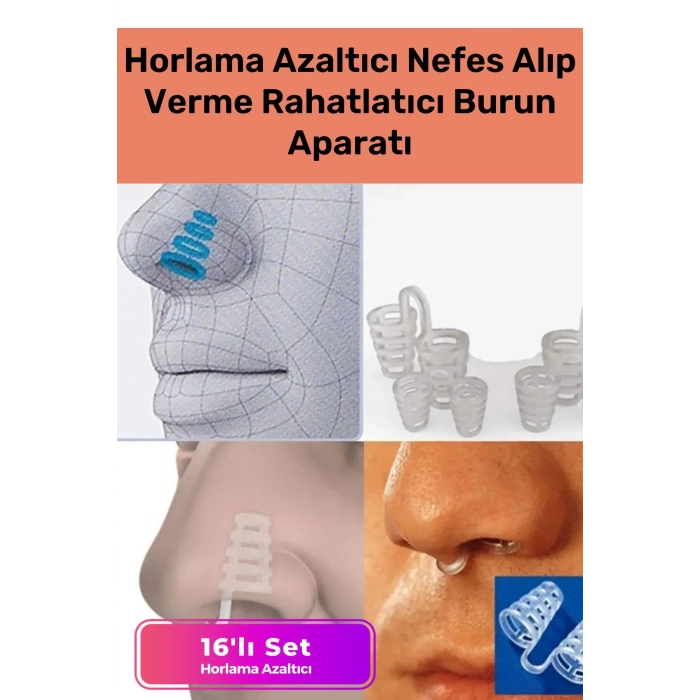 Premium Horlama Azaltıcı Nefes Alıp Verme Rahatlatıcı Uyku Önleyici Burun Delik Aparatı 16li Set