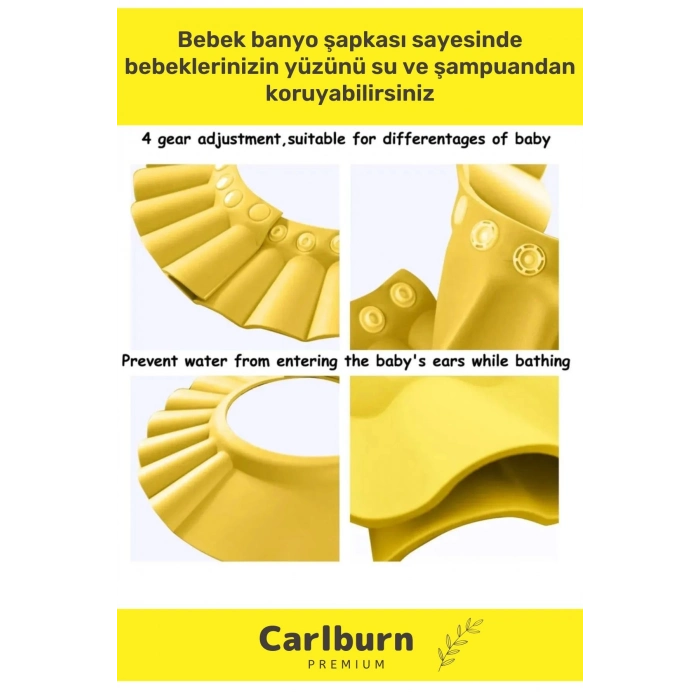 Özel Üretim Bebek Duş Başlığı Ayarlanabilir Düğmeli Çocuk Küvet Göze Su Kaçırmayan Banyo Şapkası