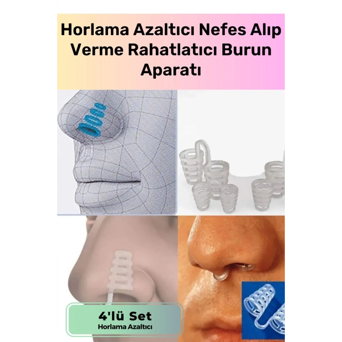 Premium Horlama Azaltıcı Nefes Alıp Verme Rahatlatıcı Uyku Önleyici Burun Delik Aparatı 4lü Set