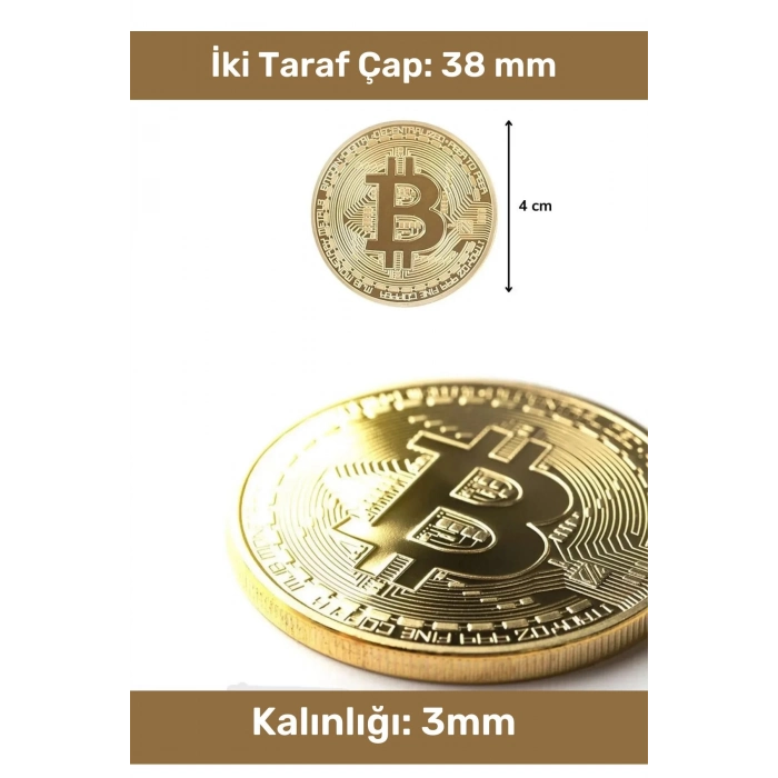 Özel Kutulu Hediyelik Kripto Hatıra Koleksiyon Bitcoin Madeni Para Altın Rengi 10lu Set