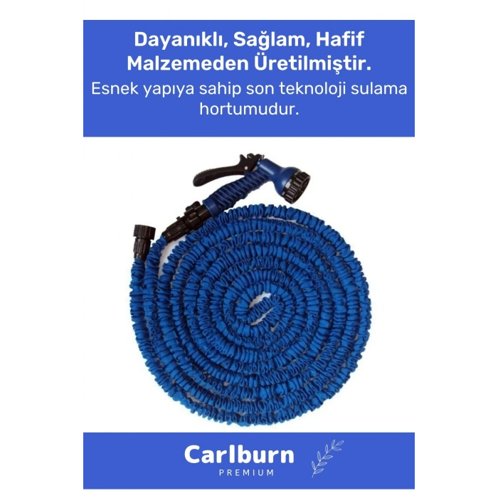Özel Üretim Dolaşmaz Kırılmaz 7 Kademeli Uzayan Bahçe Sulama Araç Yıkama Tabancalı 15 Metre Hortum