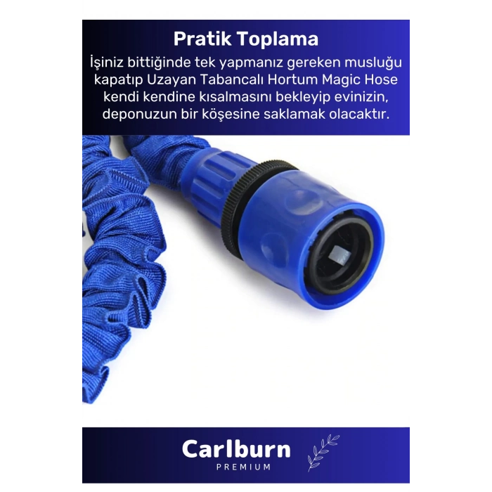 Özel Üretim Dolaşmaz Kırılmaz 7 Kademeli Uzayan Bahçe Sulama Araç Yıkama Tabancalı 22,5 Metre Hortum