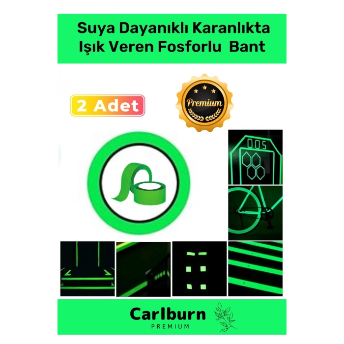 Karanlıkta Işık Veren Yansıyan 8 Metre Fosforlu Yeşil Şerit Bant Kendinden Yapışkanlı Reflektör Bant