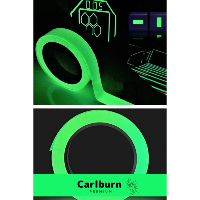 Karanlıkta Işık Veren Yansıyan 8 Metre Fosforlu Yeşil Şerit Bant Kendinden Yapışkanlı Reflektör Bant