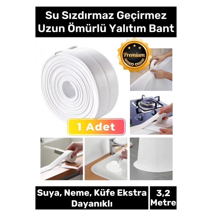 Premium Lavabo Küvet Pvc Su Geçirmez Sızdırmaz Dayanıklı Yağ Kenar Küf Önleyici 3.2m İzolasyon Bant