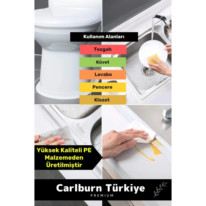 Premium Lavabo Küvet Pvc Su Geçirmez Sızdırmaz Dayanıklı Yağ Kenar Küf Önleyici 3.2m İzolasyon Bant