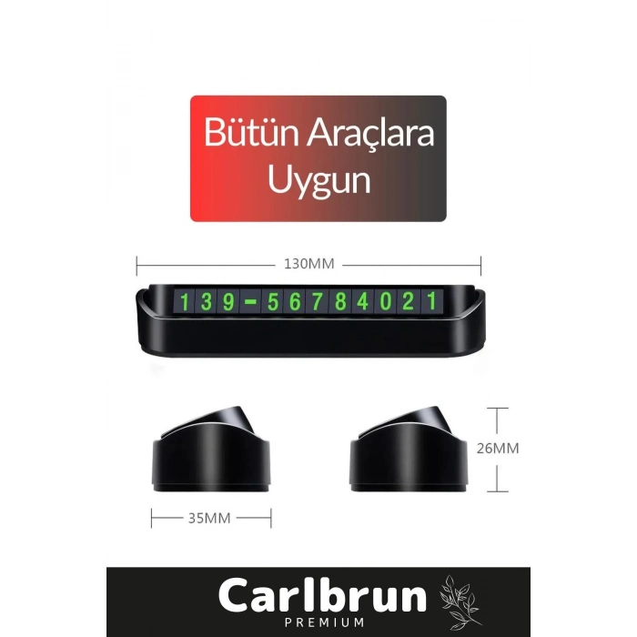 Lüks Araç Içi Telefon Numarası Oto Cam Kartı Torpido Üstü Fosforlu Neon Aç-Kapa Numaratör 2 Adet