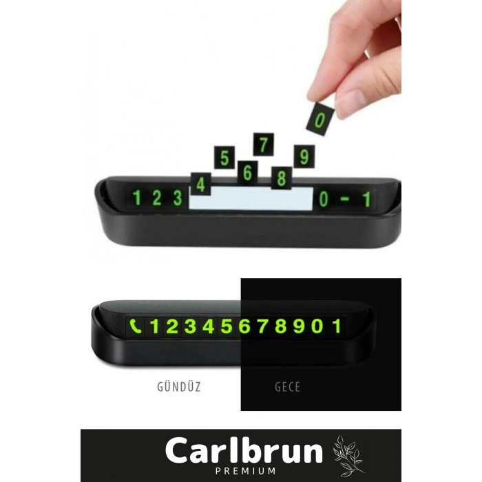 Lüks Araç Içi Telefon Numarası Oto Cam Kartı Torpido Üstü Fosforlu Neon Aç-Kapa Numaratör 2 Adet