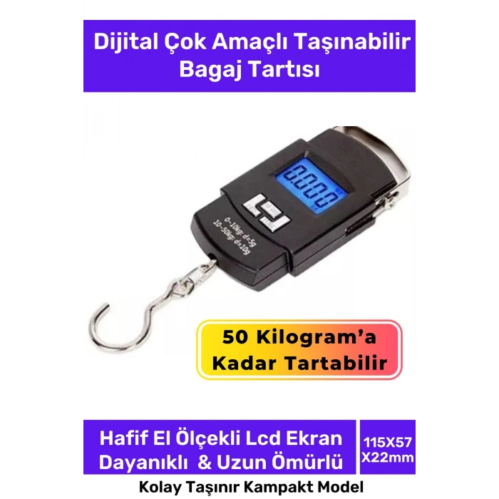 Deluxe Lcd Ekran Seyahat Bavul Ağırlık Tartı Dijital Çok Amaçlı Taşınabilir Bagaj Tartısı Max 50 Kg
