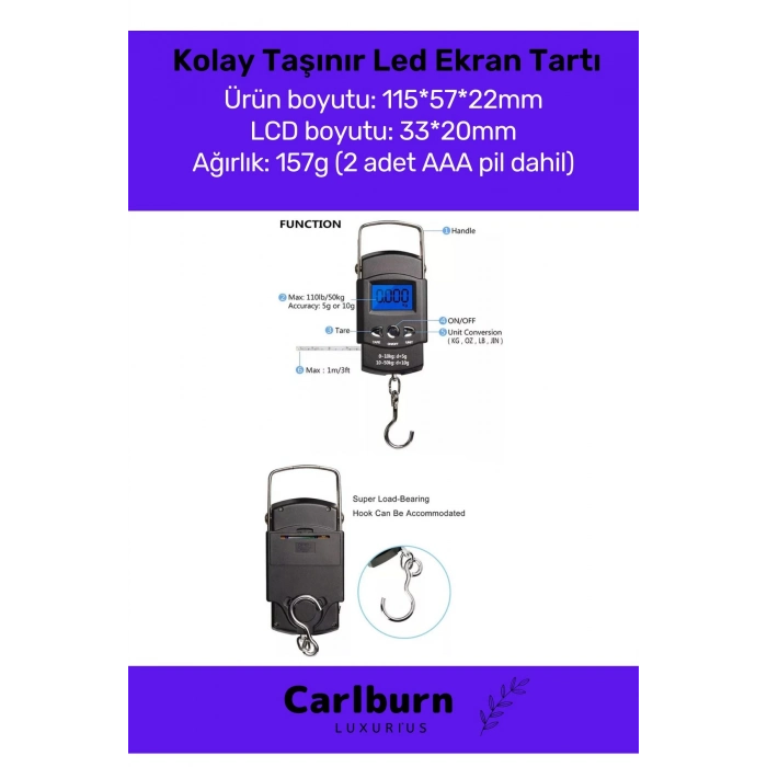 Deluxe Lcd Ekran Seyahat Bavul Ağırlık Tartı Dijital Çok Amaçlı Taşınabilir Bagaj Tartısı Max 50 Kg