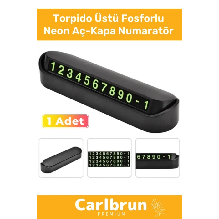 Lüks Araç Içi Park Telefon Numarası Araba Oto Cam Kartı Torpido Üstü Fosforlu Neon Aç-Kapa Numaratör