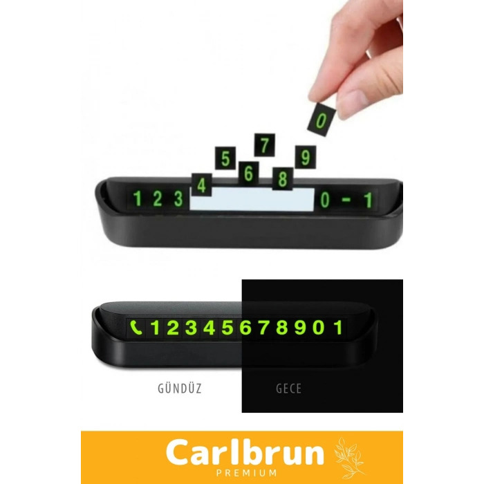 Lüks Araç Içi Park Telefon Numarası Araba Oto Cam Kartı Torpido Üstü Fosforlu Neon Aç-Kapa Numaratör