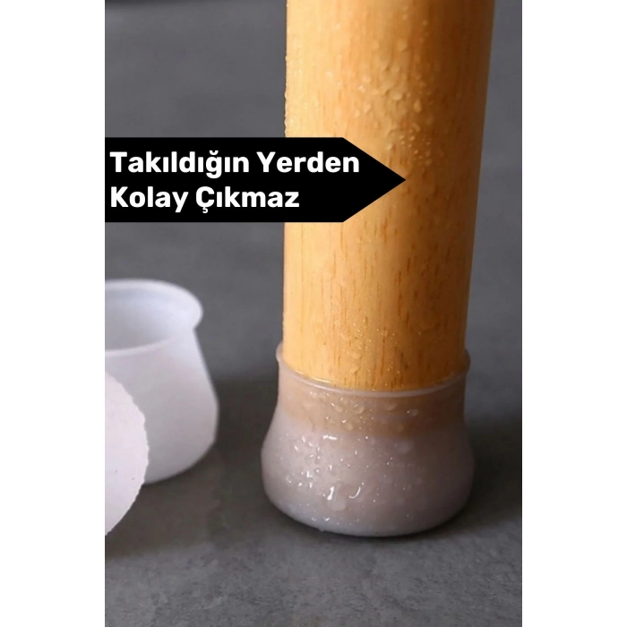 Premium Kaydırmaz Çizdirmez Mobilya Masa Sandalye Zemin Koruyucu Silikon Pabuç Ayak Kılıf 48 Adet