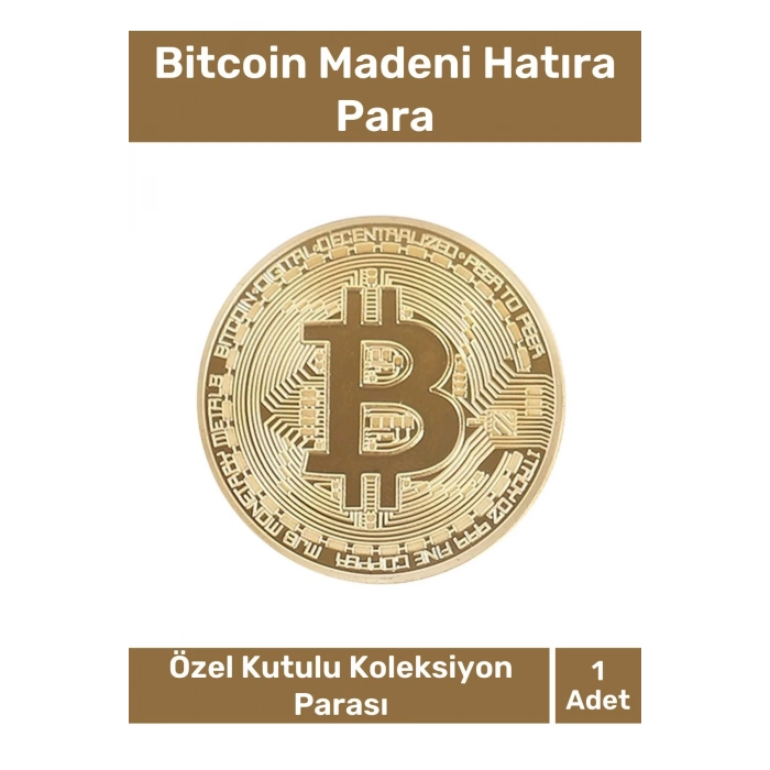 Özel Kutulu Hediyelik Kripto Hatıra Koleksiyon Bitcoin Madeni Para Altın Rengi 1 Adet