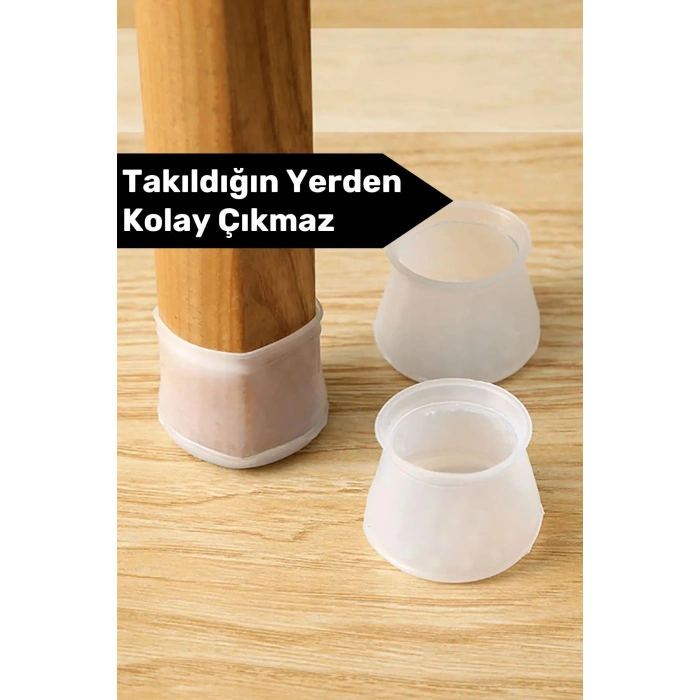 Premium Kaydırmaz Çizdirmez Mobilya Masa Sandalye Zemin Koruyucu Silikon Pabuç Ayak Kılıf 16 Adet