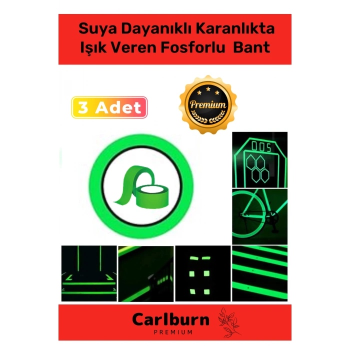 Karanlıkta Işık Veren Yansıyan 12 Metre Fosforlu Yeşil Şerit Bant Kendinden Yapışkan Reflektör Bant