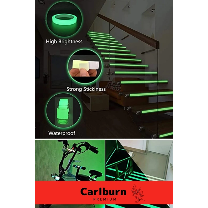 Karanlıkta Işık Veren Yansıyan 12 Metre Fosforlu Yeşil Şerit Bant Kendinden Yapışkan Reflektör Bant