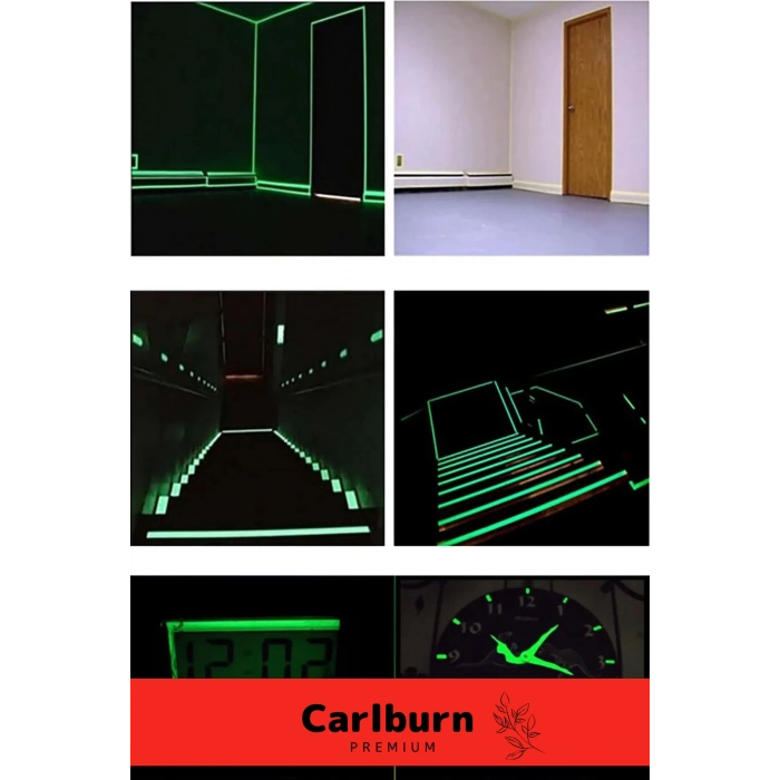 Karanlıkta Işık Veren Yansıyan 12 Metre Fosforlu Yeşil Şerit Bant Kendinden Yapışkan Reflektör Bant
