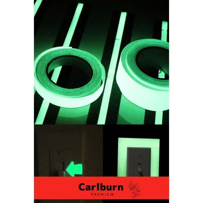 Karanlıkta Işık Veren Yansıyan 12 Metre Fosforlu Yeşil Şerit Bant Kendinden Yapışkan Reflektör Bant
