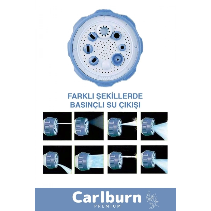 Premium Tazikli Basınçlı Deterjanlı Oto Yıkama Sistemi Makinesi Su Tabancası Sulama Başlığı 8 Modlu