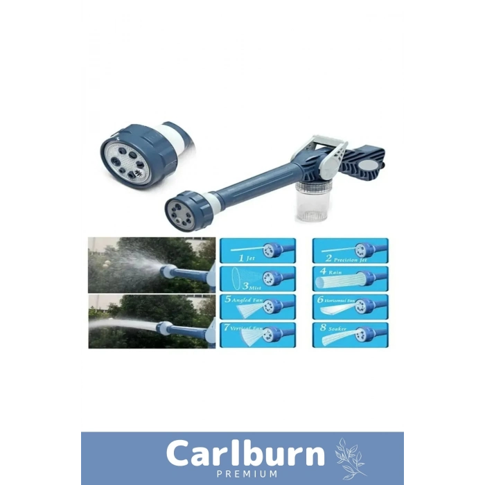 Premium Tazikli Basınçlı Deterjanlı Oto Yıkama Sistemi Makinesi Su Tabancası Sulama Başlığı 8 Modlu