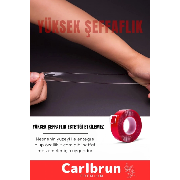 Premium Ekstra Güçlü Çok Amaçlı Çift Taraflı Tamir Cam Mekan Montaj 1,5mt Silikon Şeffaf Bant 3 Adet