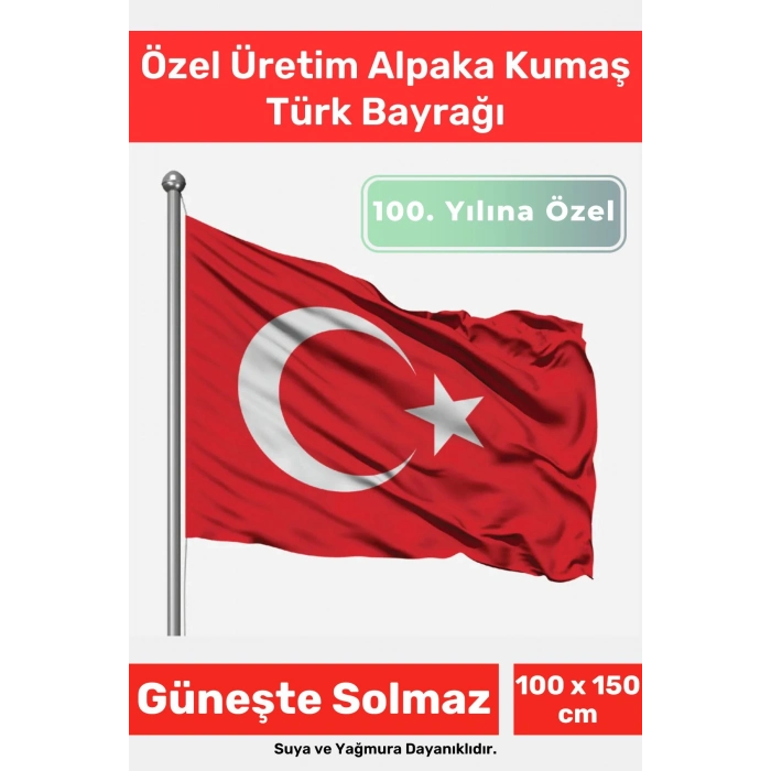 Özel Suya Güneşe Sopa Takılabilir Çıkarılabilir Dayanıklı Alpaka Kumaş 100x150 cm Türk Bayrağı Flag