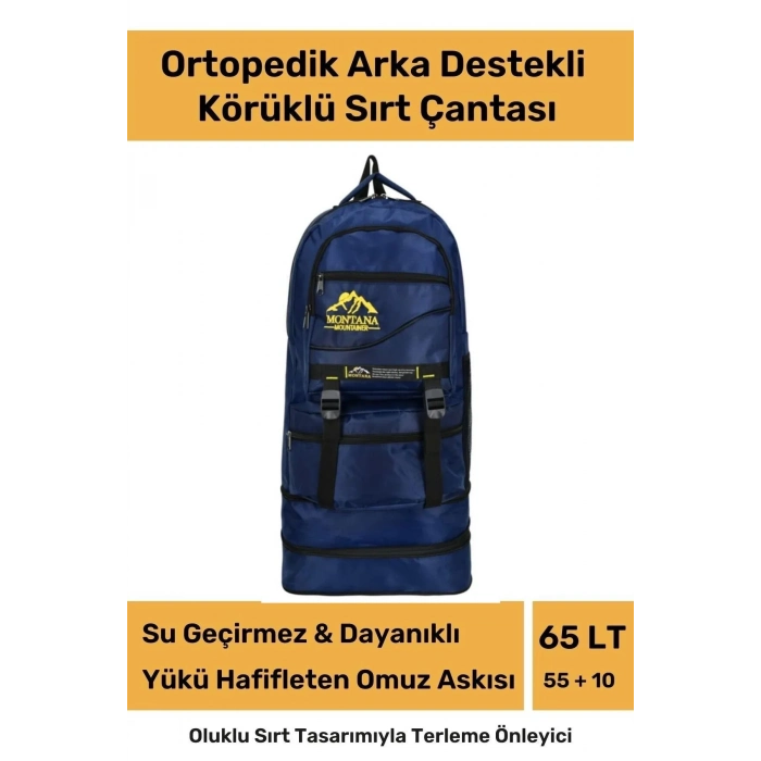 Ortopedik Su Geçirmez Konfor Modeli Fermuarlı Büyük Boy Çok Gözlü Bölmeli Kamp Outdoor Sırt Çantası