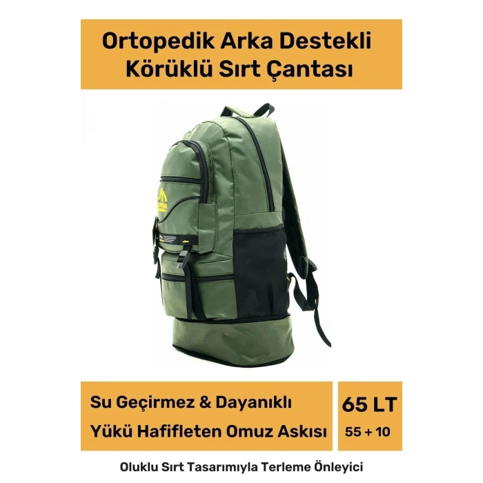 Ortopedik Su Geçirmez Konfor Modeli Fermuarlı Büyük Boy Çok Gözlü Bölmeli Kamp Outdoor Sırt Çantası
