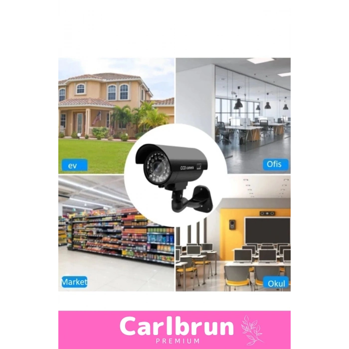 Özel Ev Apartman Bahçe İş Yeri Gece Görüşlü Pilli Ledli Caydırıcı Sahte Güvenlik Kamerası 5li Set