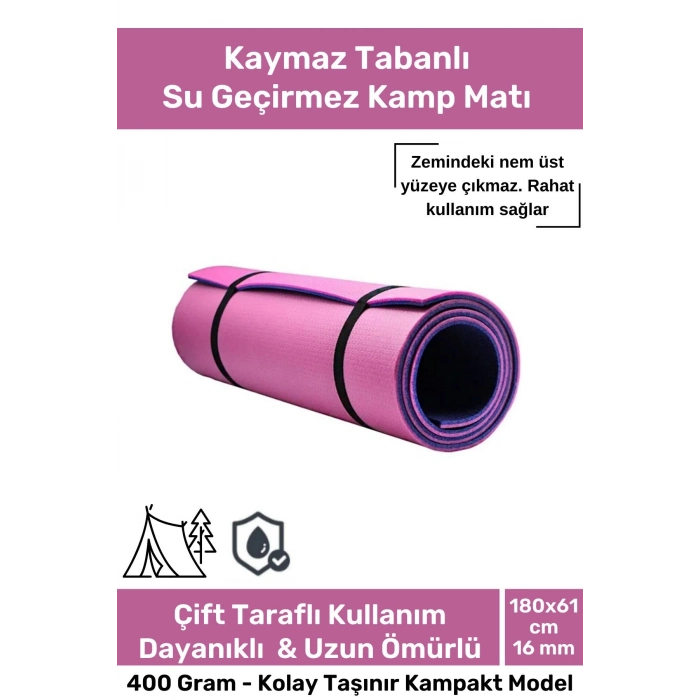 Premium Su Geçirmez Konforlu Taşıma Askılı Çift Taraflı Zemin Çadır Uyku Kamp Matı Yer Minderi 16 mm