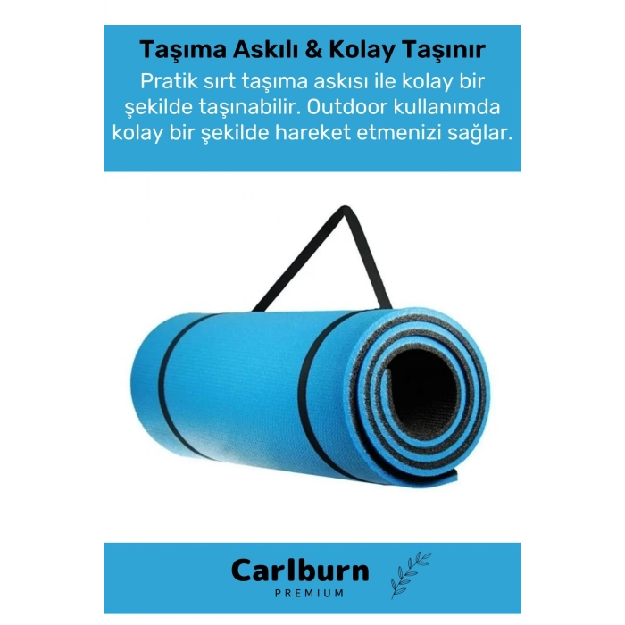 Premium Su Geçirmez Konforlu Taşıma Askılı Çift Taraflı Zemin Çadır Uyku Kamp Matı Yer Minderi 6,5mm