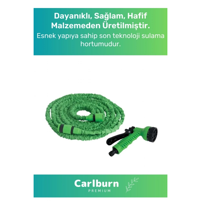 Özel Üretim Dolaşmaz Kırılmaz 7 Kademeli Uzayan Bahçe Sulama Araç Yıkama Tabancalı Hortumu 15 Metre