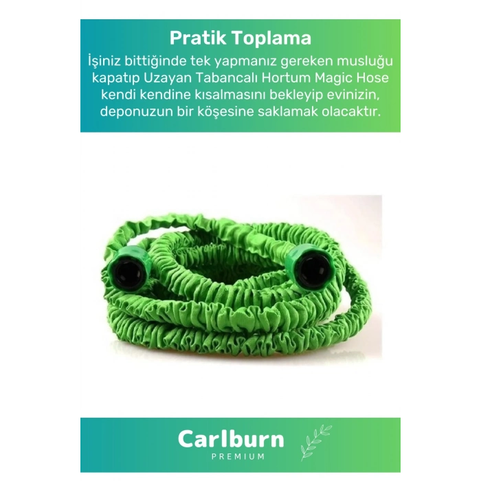 Özel Üretim Dolaşmaz Kırılmaz 7 Kademeli Uzayan Bahçe Sulama Araç Yıkama Tabancalı Hortumu 15 Metre