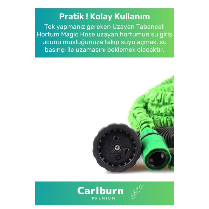 Özel Üretim Dolaşmaz Kırılmaz 7 Kademeli Uzayan Bahçe Sulama Araç Yıkama Tabancalı Hortumu 15 Metre
