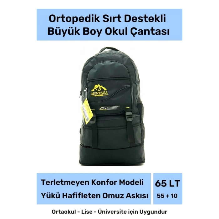 Büyük Boy Ortopedik & Terletmeyen Konfor Modeli Çok Gözlü Bölmeli Lise Ortaokul Okul Sırt Çantası
