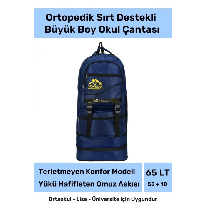 Büyük Boy Ortopedik & Terletmeyen Konfor Modeli Çok Gözlü Bölmeli Lise Ortaokul Okul Sırt Çantası
