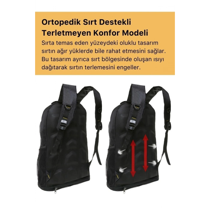 Büyük Boy Ortopedik & Terletmeyen Konfor Modeli Çok Gözlü Bölmeli Lise Ortaokul Okul Sırt Çantası