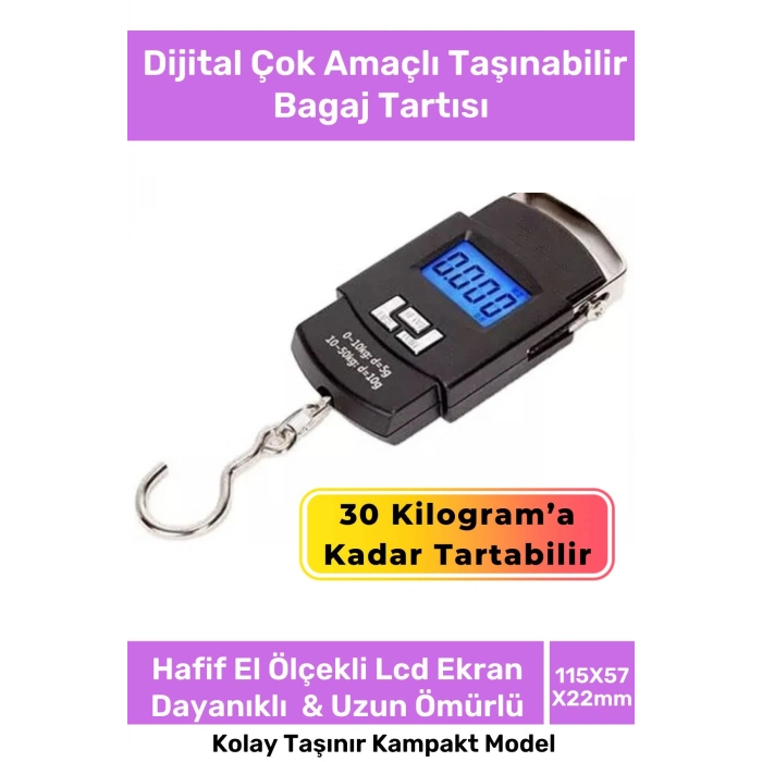 Deluxe Lcd Ekran Seyahat Bavul Ağırlık Tartı Dijital Çok Amaçlı Taşınabilir Bagaj Tartısı Max 30 Kg