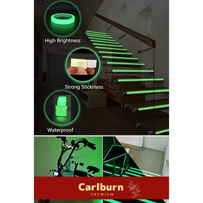 Karanlıkta Işık Veren Yansıyan 4 Metre Fosforlu Yeşil Şerit Bant Kendinden Yapışkanlı Reflektör Bant