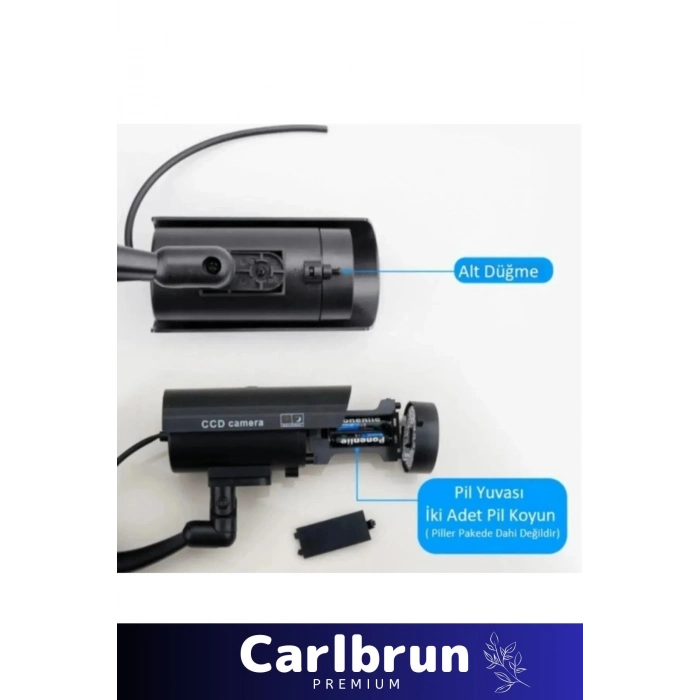 Özel Ev Apartman Bahçe İş Yeri Gece Görüşlü Pilli Ledli Caydırıcı Sahte Güvenlik Kamerası 2li Set