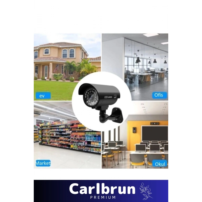 Özel Ev Apartman Bahçe İş Yeri Gece Görüşlü Pilli Ledli Caydırıcı Sahte Güvenlik Kamerası 2li Set