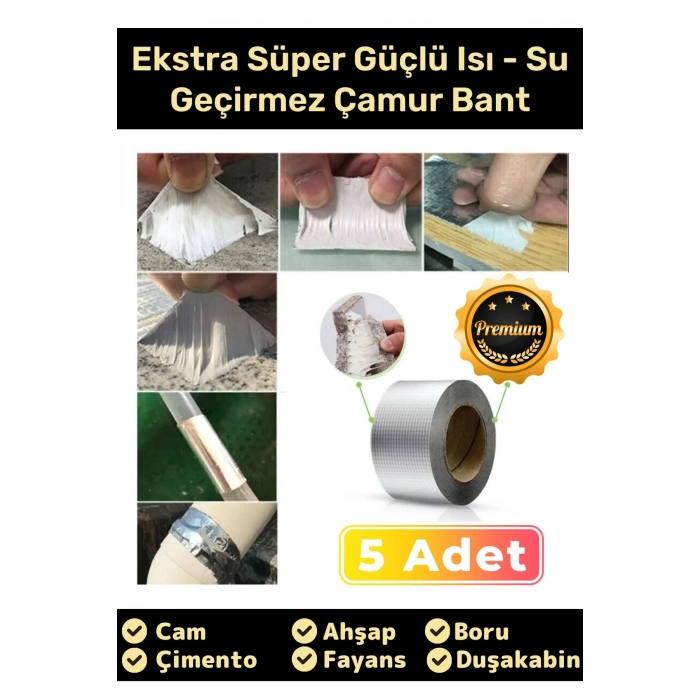 Su Geçirmez Sızdırmaz Alev Geciktirici Dayanıklı Alüminyum Tamir Bandı Sakız Çamur Bant 48mmx2mt