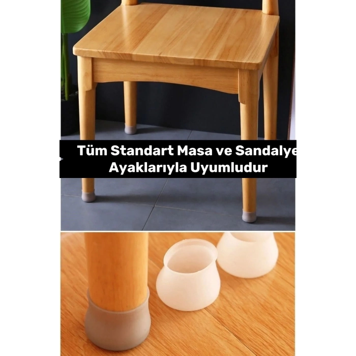 Premium Kaydırmaz Çizdirmez Mobilya Masa Sandalye Zemin Koruyucu Silikon Pabuç Ayak Kılıf 24 Adet